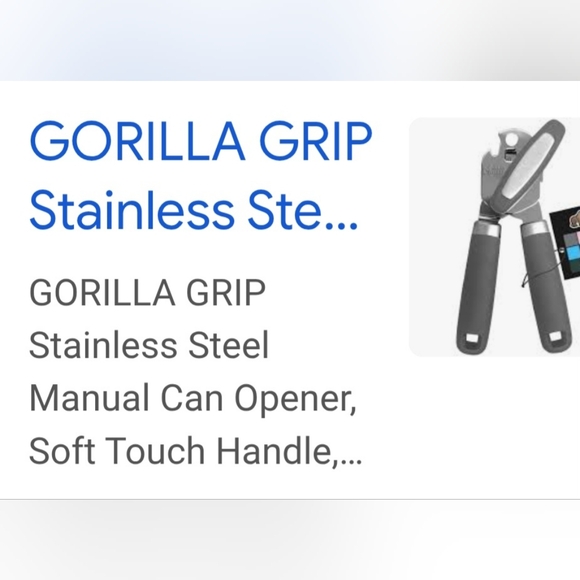 Can Opener Black By GORILLA Manual Style Rubber Grips New In Box Stainless - Picture 1 of 6